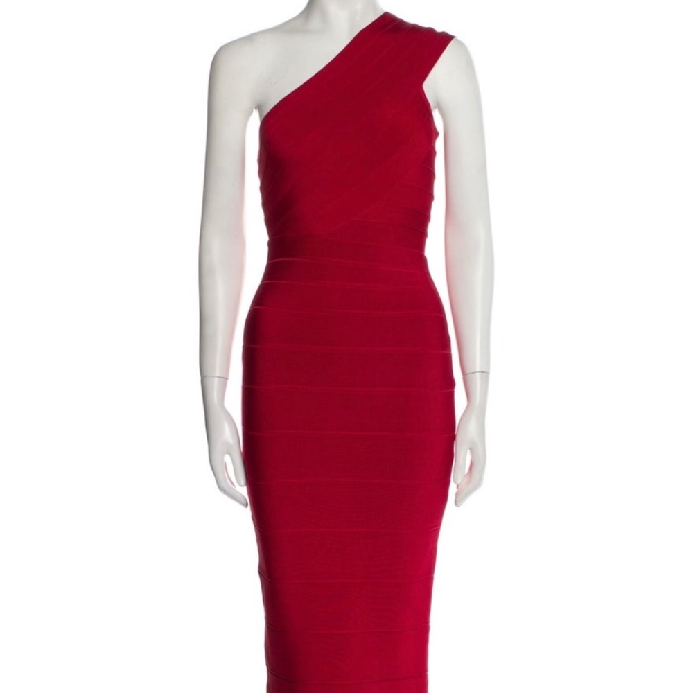 Herve Leger one-shoulder bandage dress